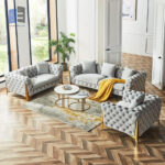 VelvetVista Chesterfield Velvet Sofa Set
