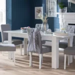 Argos Home Extending Table & 6 Button Chairs - Grey