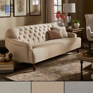 Alice Walnut Finish Linen Sofa Set