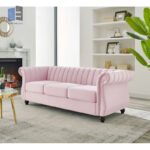 Velvet Rolled Arm Chesterfield Sofa