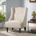 Clarice Tall Wingback Tufted Fabric Accent Chair