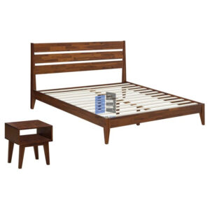 Acacia Wood Mid-Century Bed Set