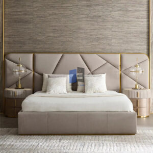 Fabric Bed Set With Large Headboard