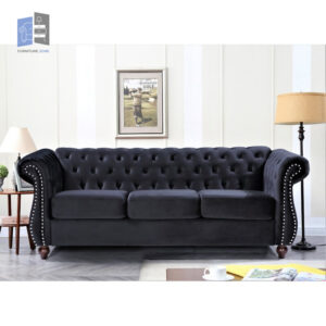 Velvet Rolled Arm Sofa
