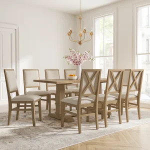 Hudson Dining Table with Upholstered and Wood Chairs