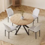 Round Table Metal Legs with 4 Dining Chairs