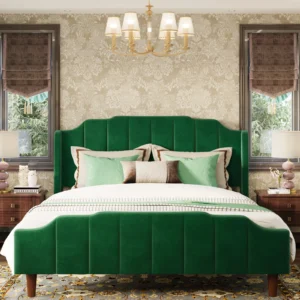 Lasater King Size Modern Curved Upholstered Bed