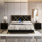 Black Lausyn Upholstered Standard 4 Piece Bedroom Set