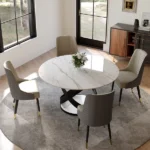 White Glossy Dining Table with 4 Chairs