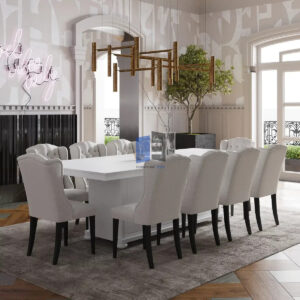 OPALESCENT WHITE DINING TABLE SET