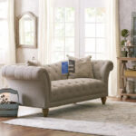 TUFTED BROWN LOVESEAT 3 SEATER SOFA